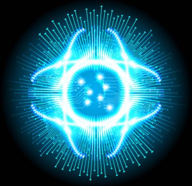 Mavi göz siber devre gelecekteki teknoloji konsepti