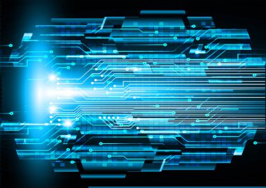 Siber güvenlik teknolojisi, bilgi siber güvenlik kavramı için soyut bir geçmiş. Vektör illüstrasyonu.