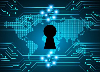 anahtar deliğine sahip siber güvenlik kavramı, soyut yüksek hızlı dijital internet bağlantı tasarımı