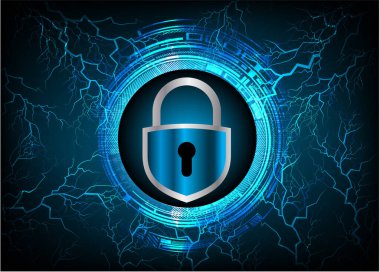 Siber Güvenlik Konsepti. Sayısal Arkaplanda Kapatılmış Asma Kilit 