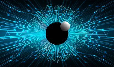 Mavi göz siber devre gelecekteki teknoloji konsepti