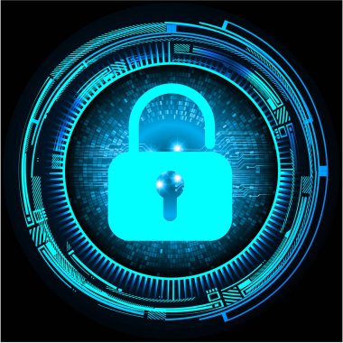 Siber Güvenlik Konsepti. Sayısal Arkaplanda Kapatılmış Asma Kilit 
