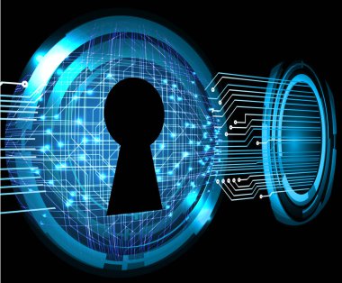 anahtar deliğine sahip siber güvenlik kavramı, soyut yüksek hızlı dijital internet bağlantı tasarımı