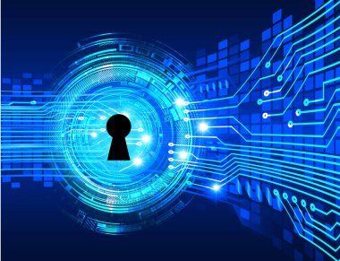 anahtar deliğine sahip siber güvenlik kavramı, soyut yüksek hızlı dijital internet bağlantı tasarımı