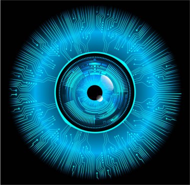 Mavi göz siber devre gelecekteki teknoloji konsepti