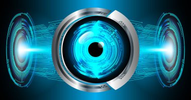 Mavi göz siber devre gelecekteki teknoloji konsepti