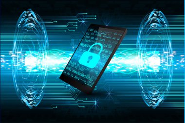 Soyut yüksek hızlı dijital internet bağlantısı tasarımı, siber güvenlik kavramı arka planı