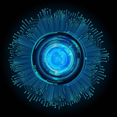 Mavi göz siber devre gelecekteki teknoloji konsepti