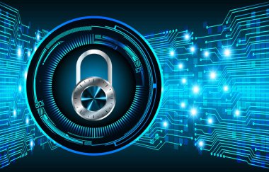 Siber Güvenlik Konsepti. Sayısal Arkaplanda Kapatılmış Asma Kilit 