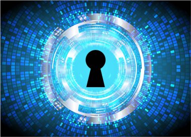 anahtar deliğine sahip siber güvenlik kavramı, soyut yüksek hızlı dijital internet bağlantı tasarımı