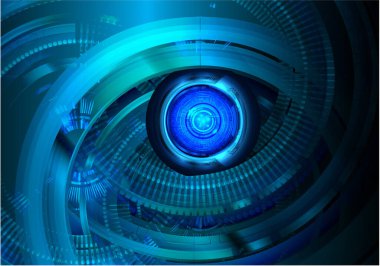 Mavi göz siber devre gelecekteki teknoloji konsepti