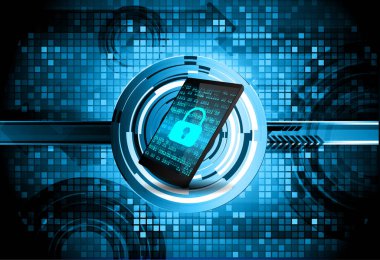 cep telefonu, güvenlik konsepti, dijital ve siber güvenlik konusunda kapalı asma kilit