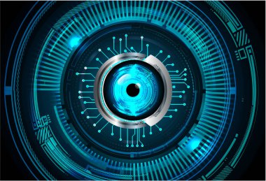 Mavi göz siber devre gelecekteki teknoloji konsepti
