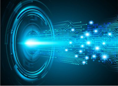 Mavi göz siber devre gelecekteki teknoloji konsepti