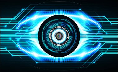 Mavi göz siber devre gelecekteki teknoloji konsepti