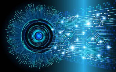 Mavi göz siber devre gelecekteki teknoloji konsepti