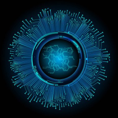 Mavi göz siber devre gelecekteki teknoloji konsepti