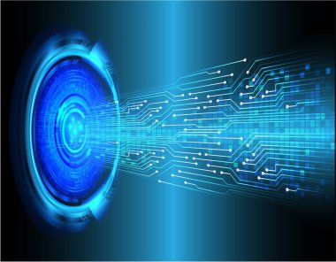 Mavi göz siber devre gelecekteki teknoloji konsepti