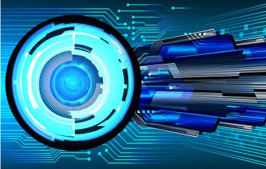 Mavi göz siber devre gelecekteki teknoloji konsepti