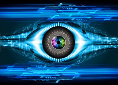 Mavi göz siber devre gelecekteki teknoloji konsepti
