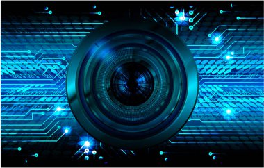 Mavi göz siber devre gelecekteki teknoloji konsepti