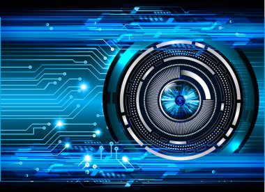 Mavi göz siber devre gelecekteki teknoloji konsepti