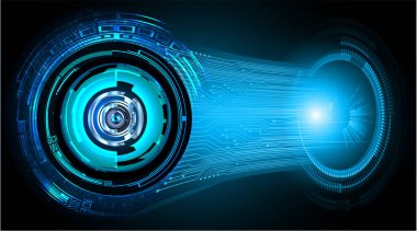 Mavi göz siber devre gelecekteki teknoloji konsepti