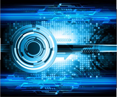 İkili gelecek teknolojisi, mavi göz siber güvenlik konsepti arka plan, soyut yüksek hızlı dijital internet.