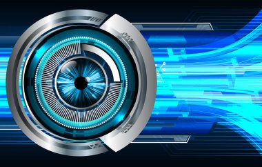 Mavi göz siber devre gelecekteki teknoloji konsepti