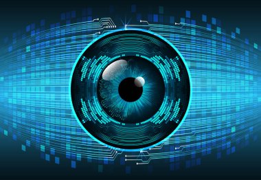 Mavi göz siber devre gelecekteki teknoloji konsepti