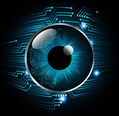 Mavi göz siber devre gelecekteki teknoloji konsepti