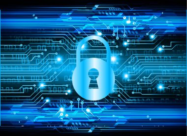 Dijital arkaplanda soyut yüksek hız ve siber güvenlik tasarımı