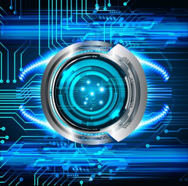 Mavi göz siber devre gelecekteki teknoloji konsepti