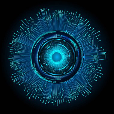 Mavi göz siber devre gelecekteki teknoloji konsepti