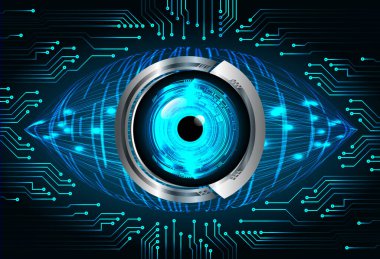 güvenlik siber konsepti göz, soyut yüksek hızlı dijital internet bağlantısı tasarımı