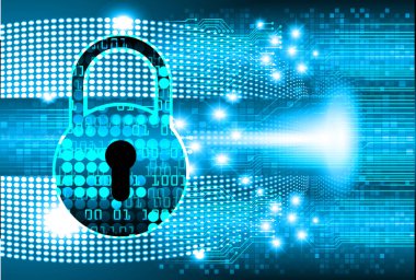 Kilitli siber güvenlik kavramı, soyut yüksek hızlı dijital internet bağlantısı tasarımı