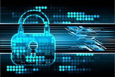 Kilitli siber güvenlik kavramı, soyut yüksek hızlı dijital internet bağlantısı tasarımı