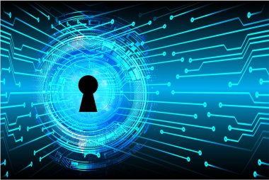 Kilitli siber güvenlik kavramı, soyut yüksek hızlı dijital internet bağlantısı tasarımı