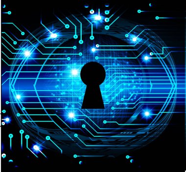 anahtar deliğine sahip siber güvenlik kavramı, soyut yüksek hızlı dijital internet bağlantı tasarımı