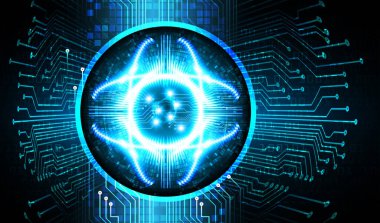 Mavi göz siber devre gelecekteki teknoloji konsepti