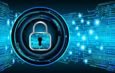 Siber Güvenlik Konsepti. Sayısal Arkaplanda Kapatılmış Asma Kilit 
