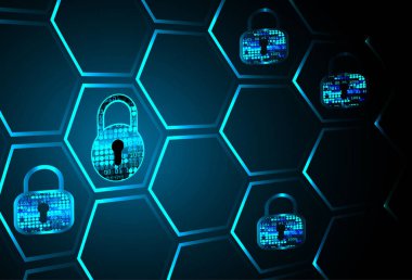 Siber Güvenlik Konsepti. Sayısal Arkaplanda Kapatılmış Asma Kilit 