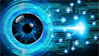 Mavi göz siber devre gelecekteki teknoloji konsepti