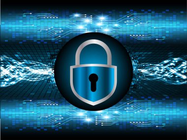 Kilitli siber güvenlik kavramı, soyut yüksek hızlı dijital internet bağlantısı tasarımı