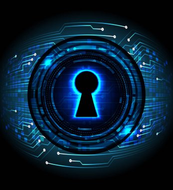 anahtar deliğine sahip siber güvenlik kavramı, soyut yüksek hızlı dijital internet bağlantı tasarımı