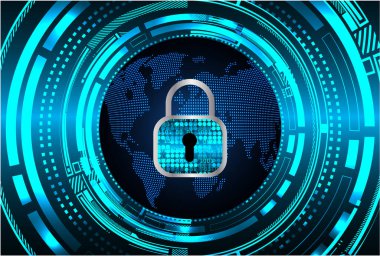 Kilitli siber güvenlik kavramı, soyut yüksek hızlı dijital internet bağlantısı tasarımı