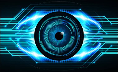 Mavi göz siber devre gelecekteki teknoloji konsepti