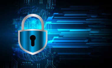 Kilitli güvenlik kavramı, soyut yüksek hızlı dijital internet bağlantısı tasarımı