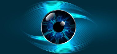 Mavi göz siber devre gelecekteki teknoloji konsepti