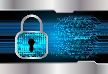 Kilitli siber güvenlik kavramı, soyut yüksek hızlı dijital internet bağlantısı tasarımı